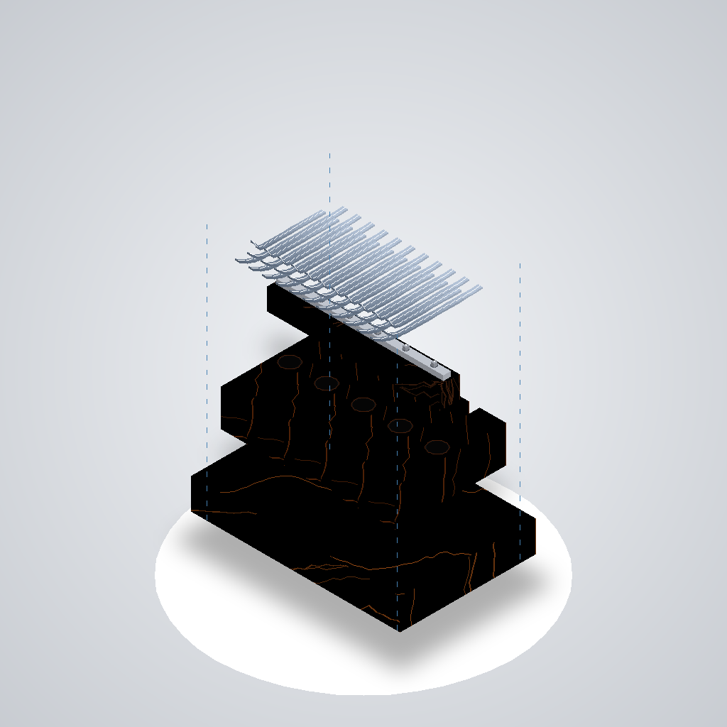 Array Mbira — exploded assembly diagram