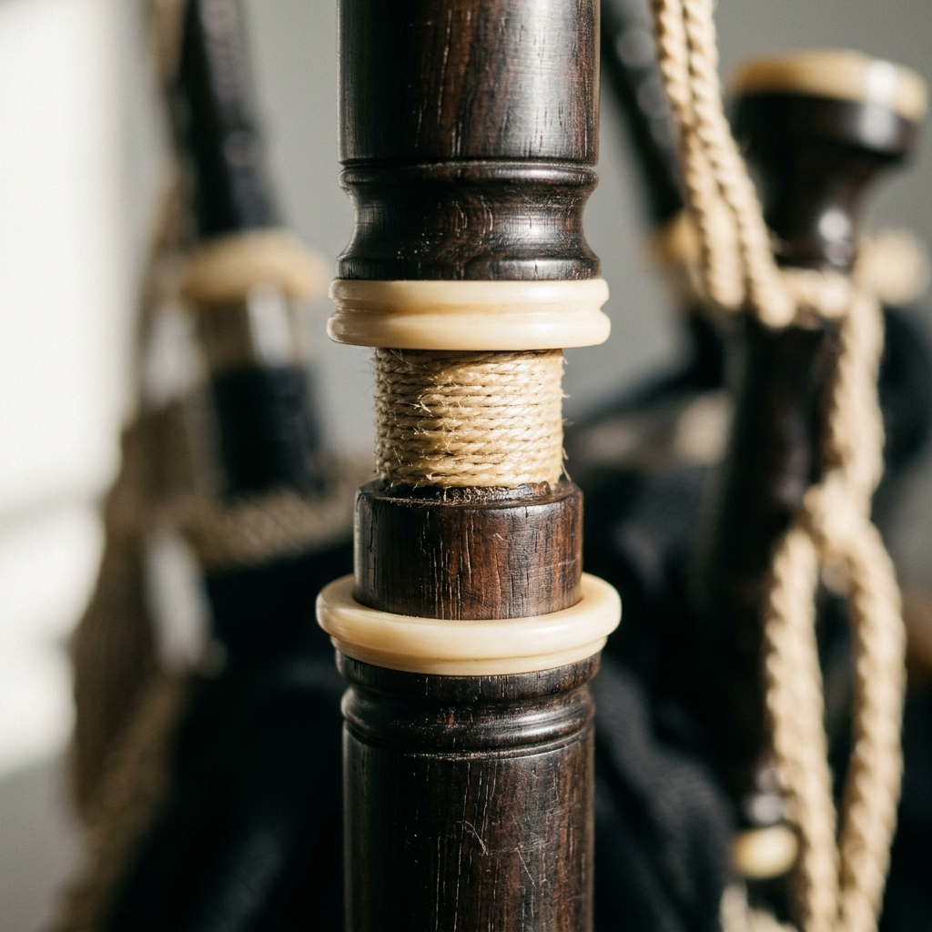 great-highland-bagpipe — hemped tuning slide (macro)
