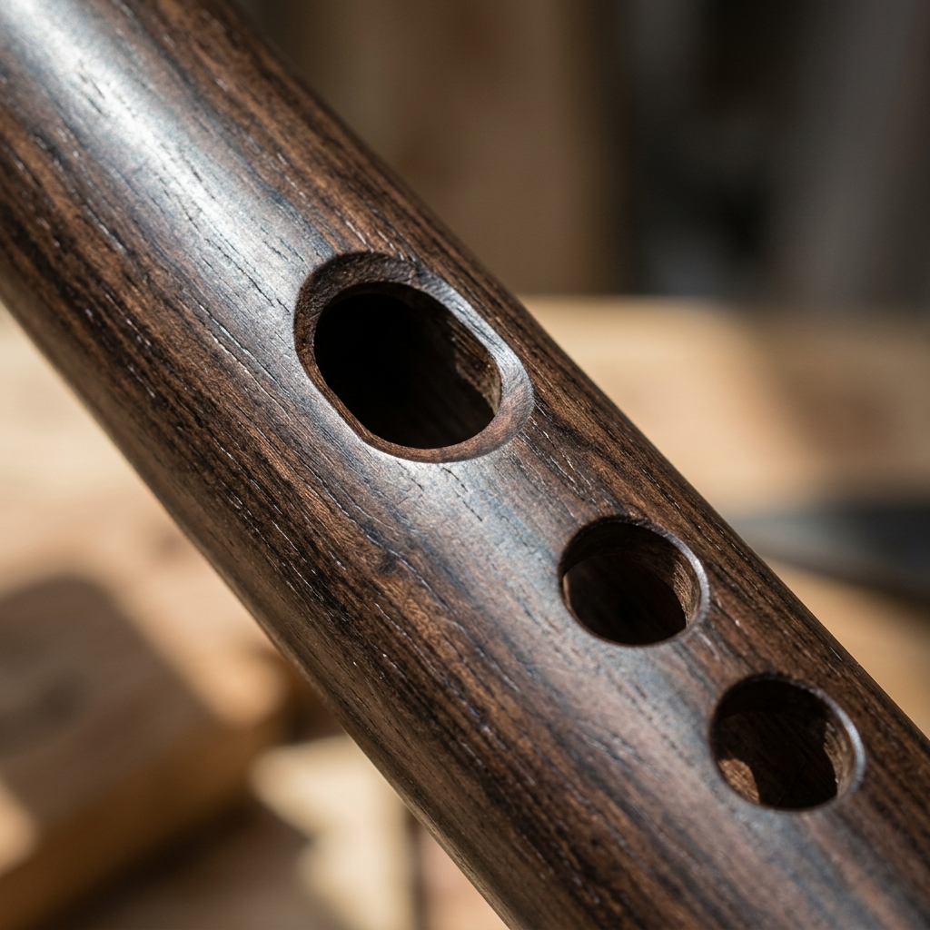 irish-flute — embouchure and toneholes macro